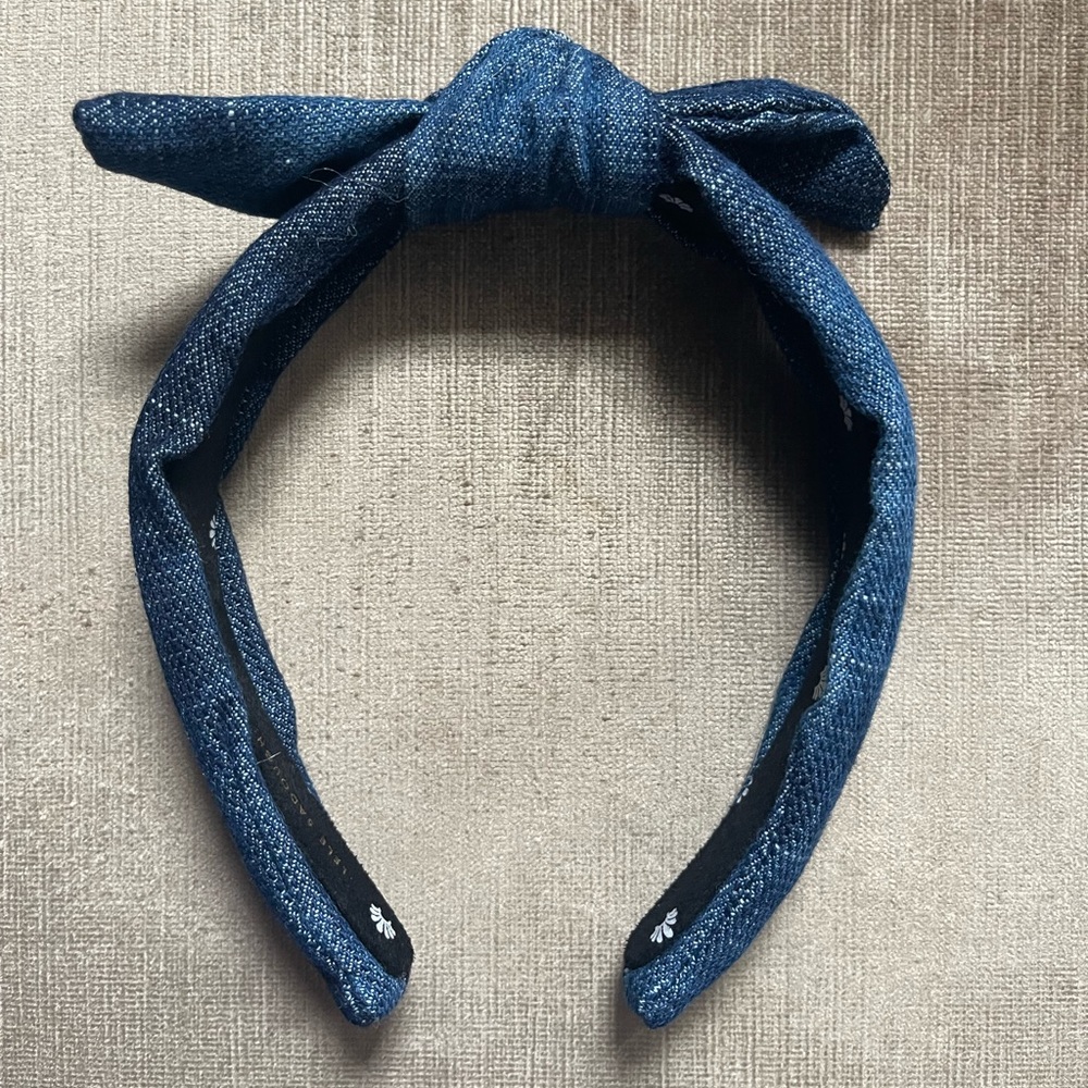 BN Lele Sadoughi slim denim bow tie headband